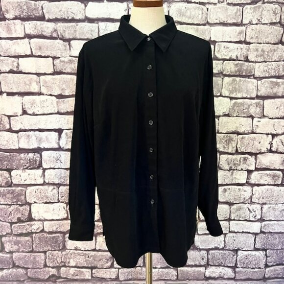 Talbots Black Stretch Suede Like Top Size 1X - Picture 1 of 10